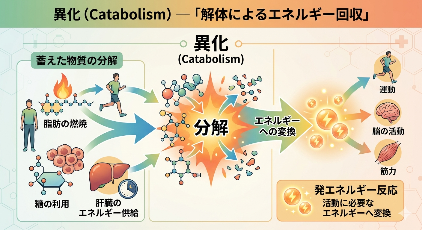 異化（Catabolism）— 「解体によるエネルギー回収」