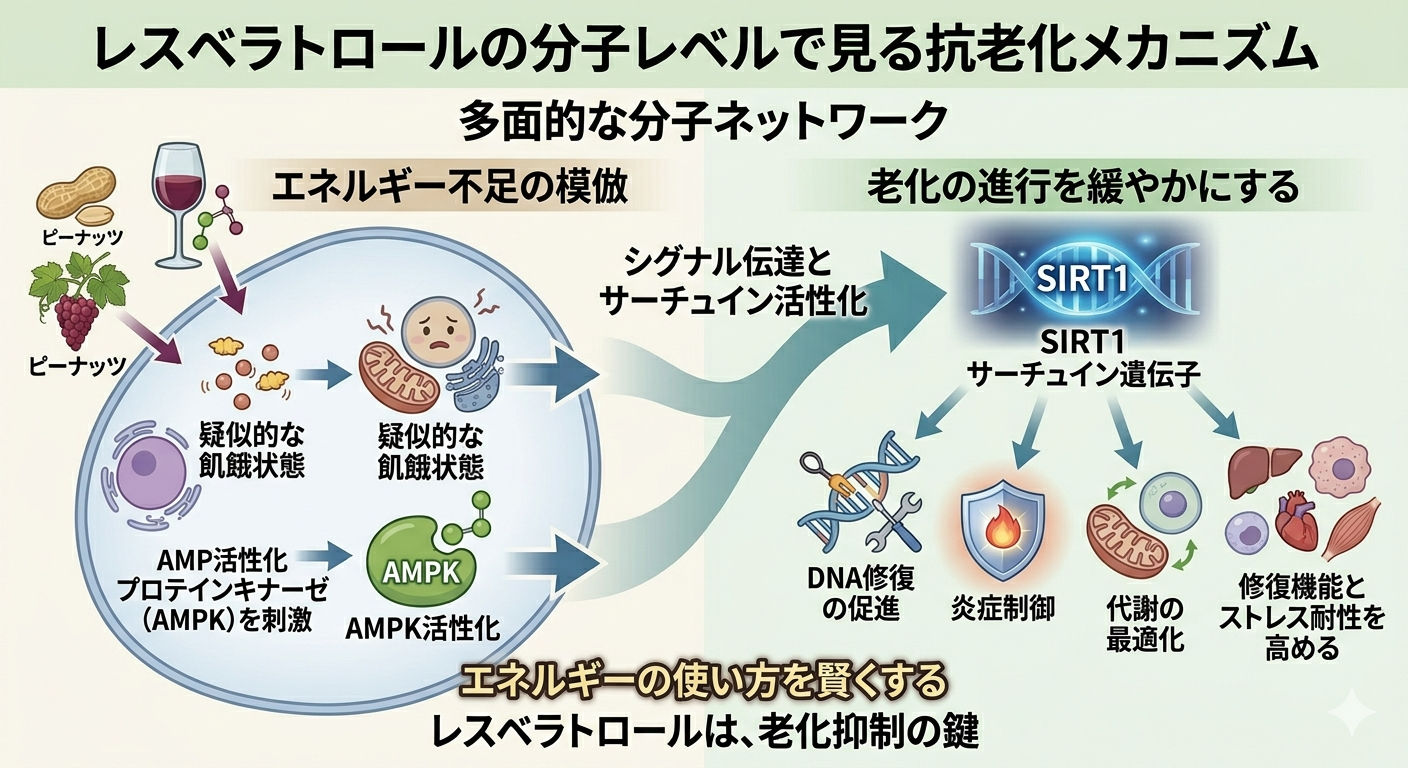 レスベラトロールの分子レベルで見る抗老化メカニズム