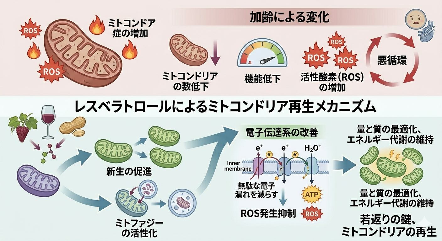 レスベラトロールによるミトコンドリア再生メカニズム
