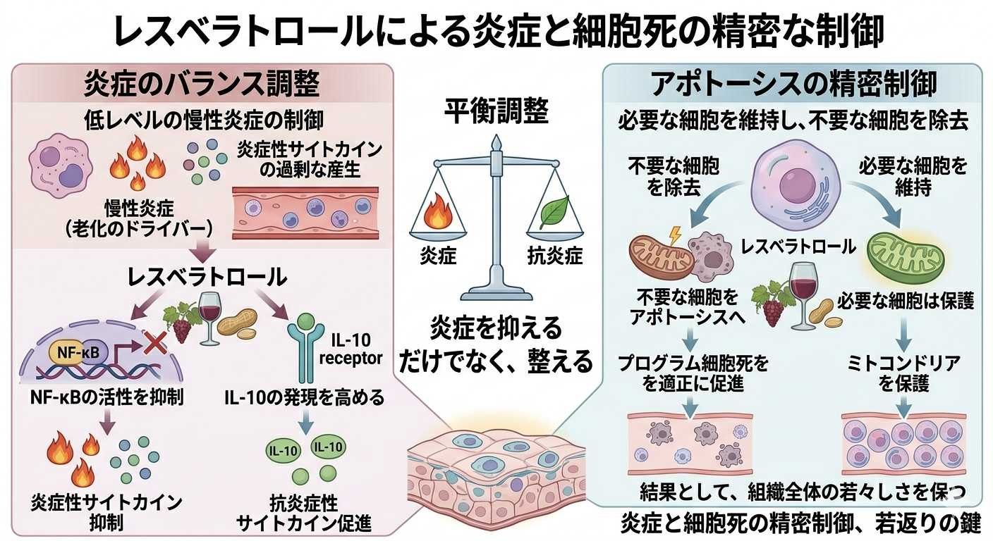 レスベラトロールによる炎症と細胞死の精密ね制御