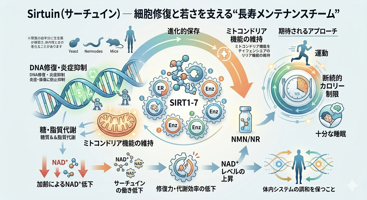 Sirtuin（サーチュイン）─ 細胞修復と若さを支える“長寿メンテナンスチーム”