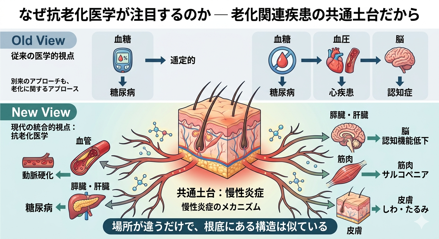 なぜ抗老化医学が注目するのか─ 老化関連疾患の共通土台だから