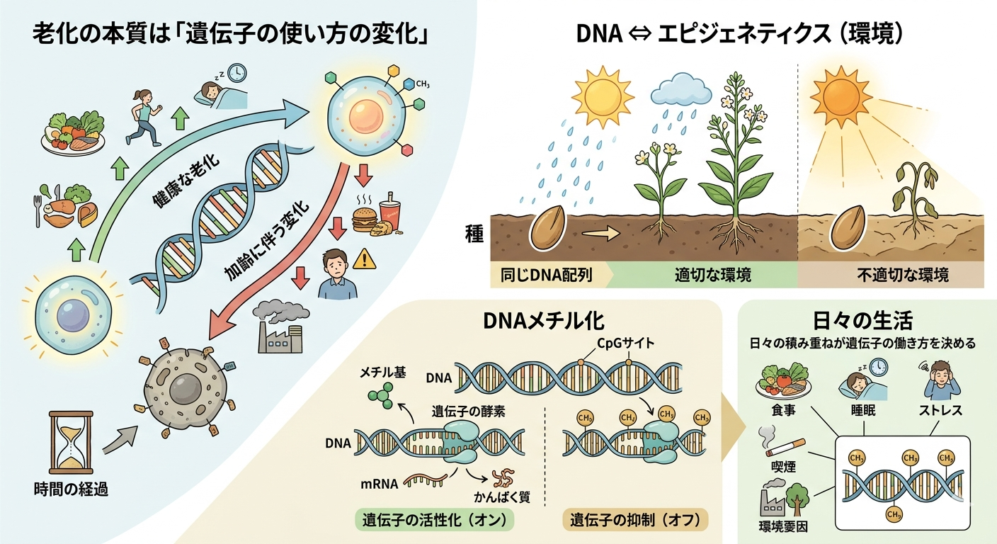 老化の本質は「遺伝子の使い方の変化」である