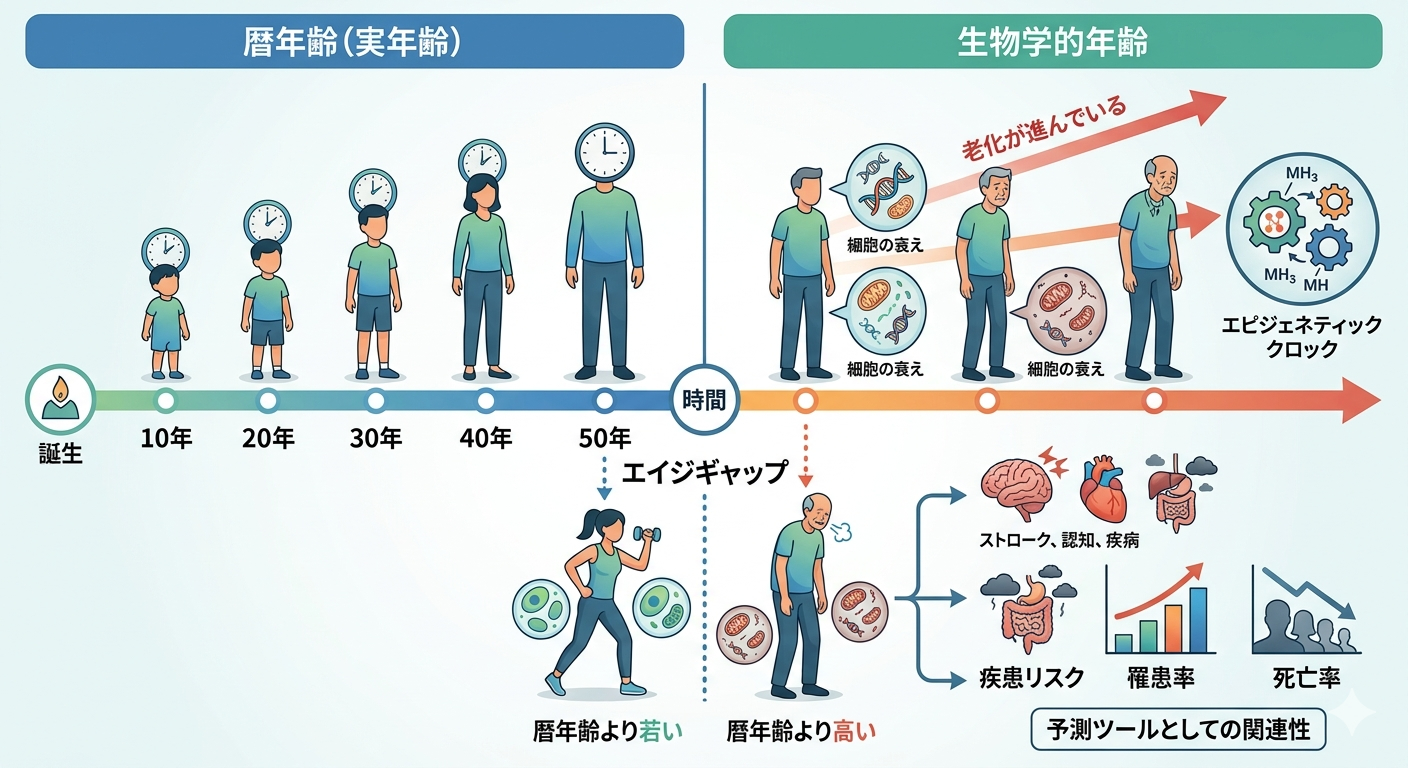 暦年齢と生物学的年齢のズレ（エイジギャップ）