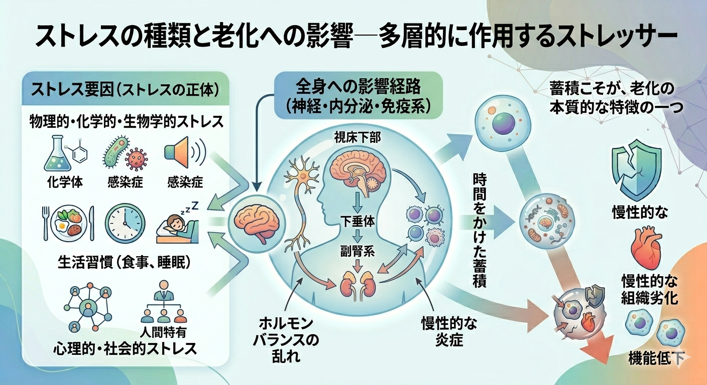 ストレスの種類と老化への影響──多層的に作用するストレッサー