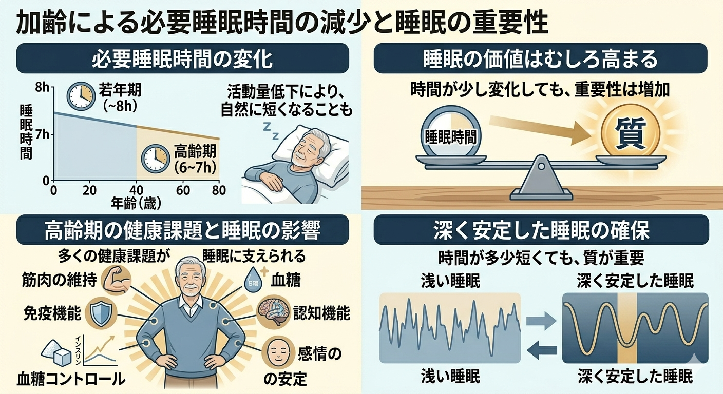 加齢による必要睡眠時間の減少と睡眠の重要性