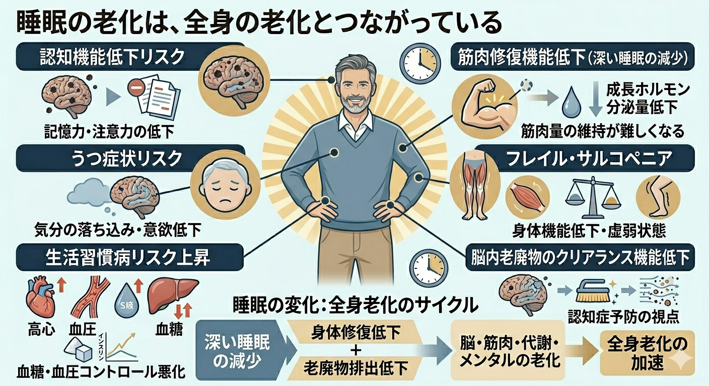 睡眠の老化は、全身の老化とつながっている