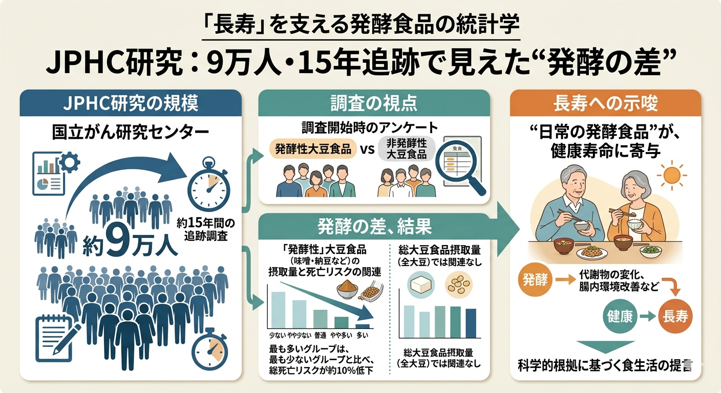 「長寿」を支える発酵食品の統計学─ 9万人・15年追跡で見えた“発酵の差”