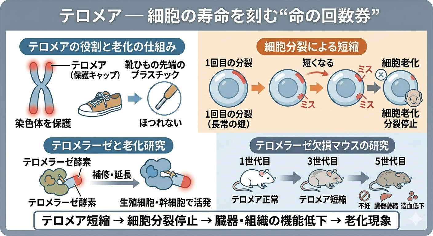 テロメア─ 細胞の寿命を刻む“命の回数券”