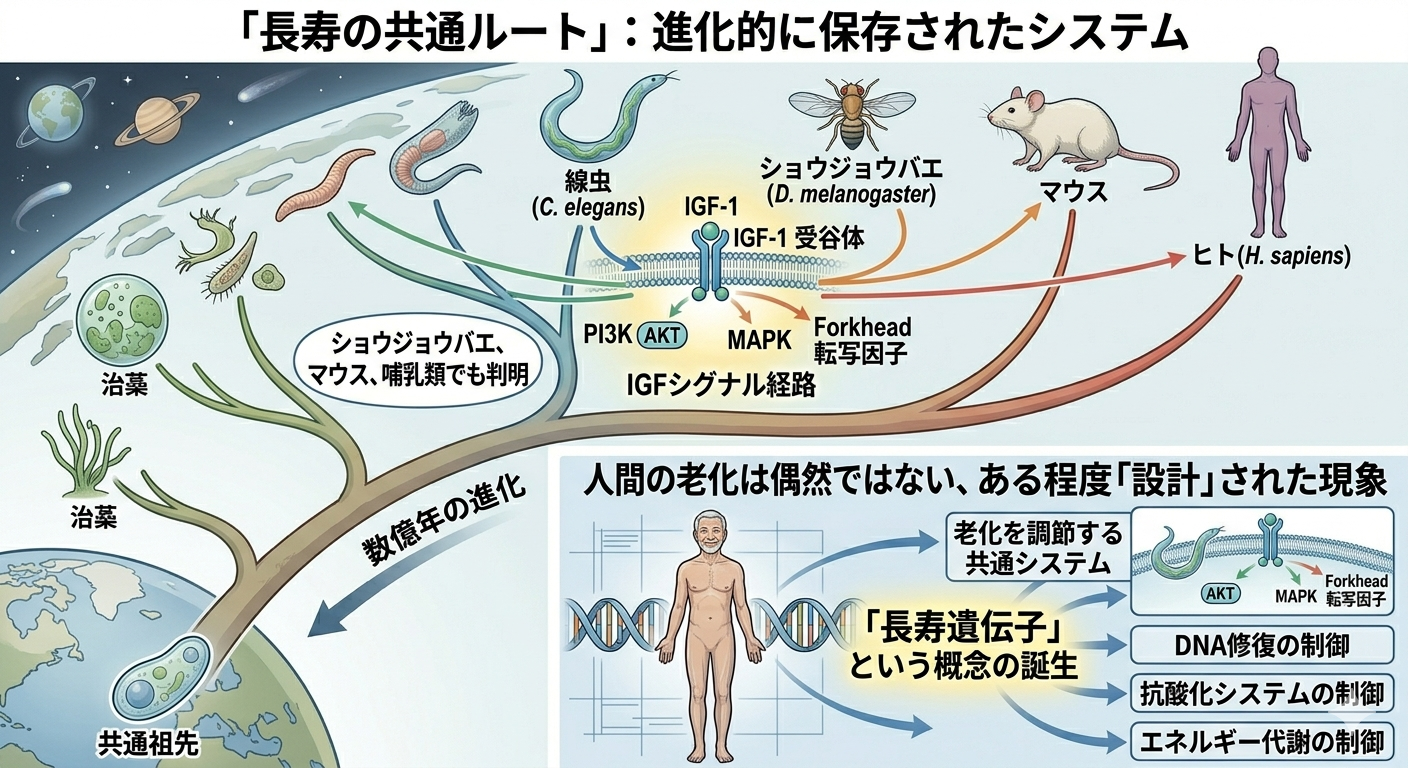 「長寿の共通ルート」は生物を超えて存在していた