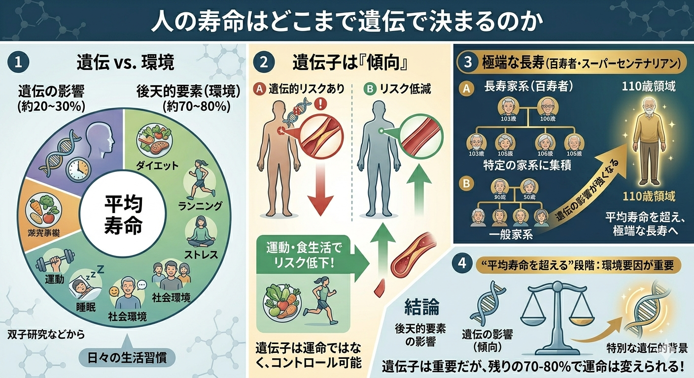 人の寿命はどこまで遺伝で決まるのか