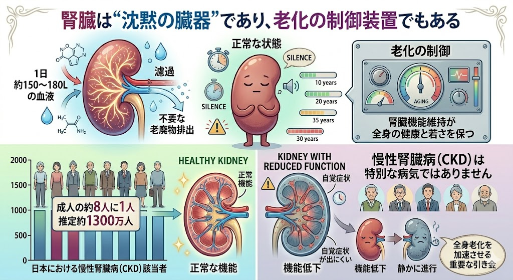 腎臓は“沈黙の臓器”であり、老化の制御装置でもある