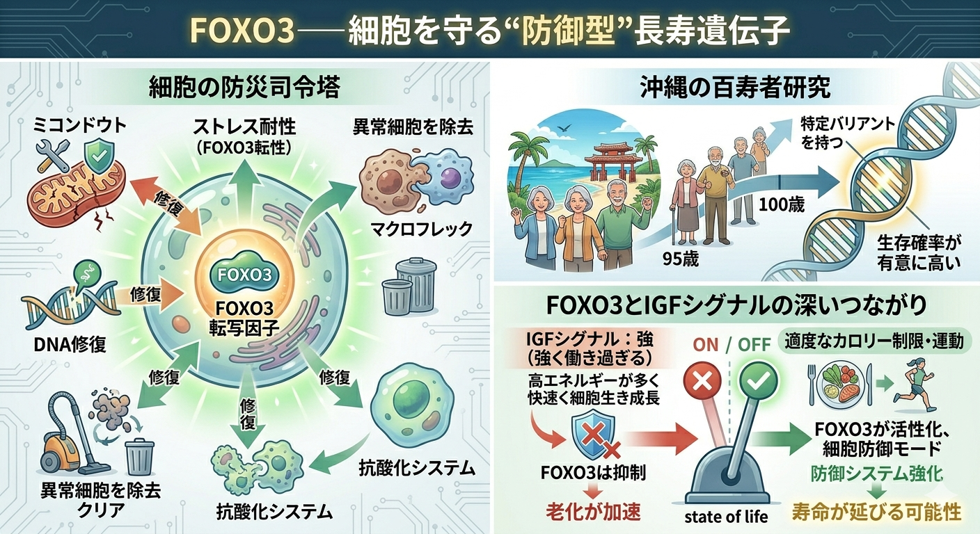 FOXO3──細胞を守る“防御型”長寿遺伝子