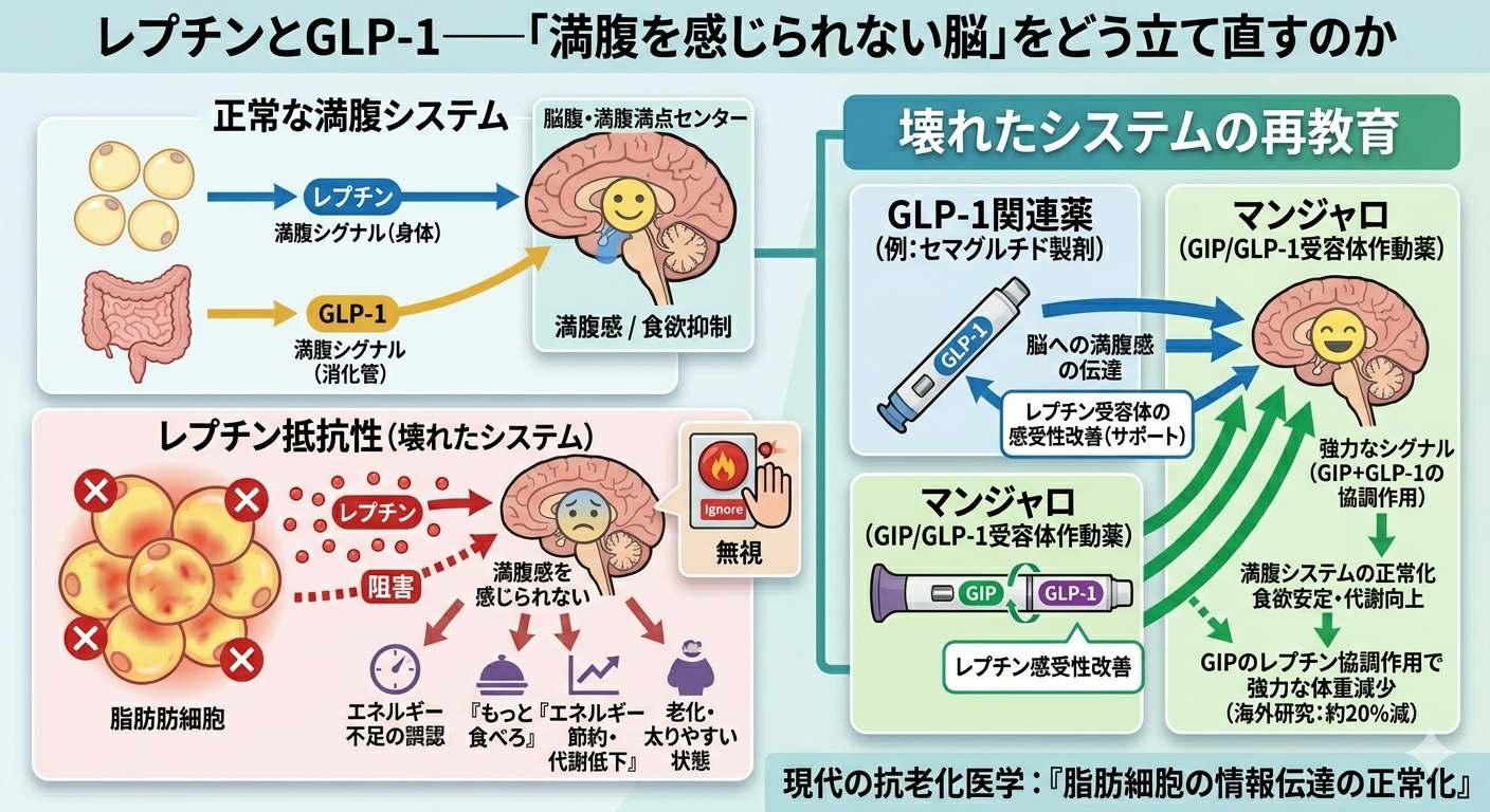 レプチンとGLP-1──「満腹を感じられない脳」をどう立て直すのか