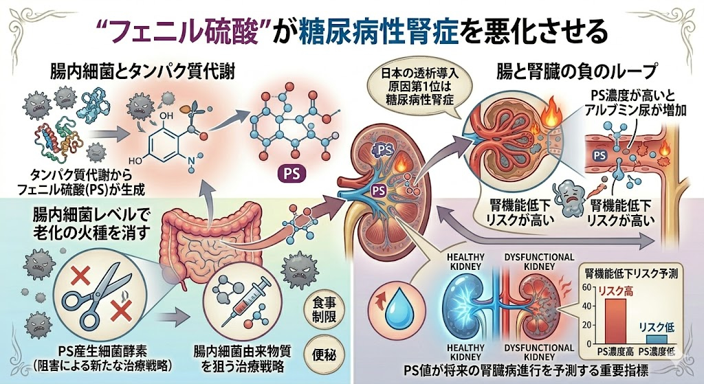 “フェニル硫酸”が糖尿病性腎症を悪化させる
