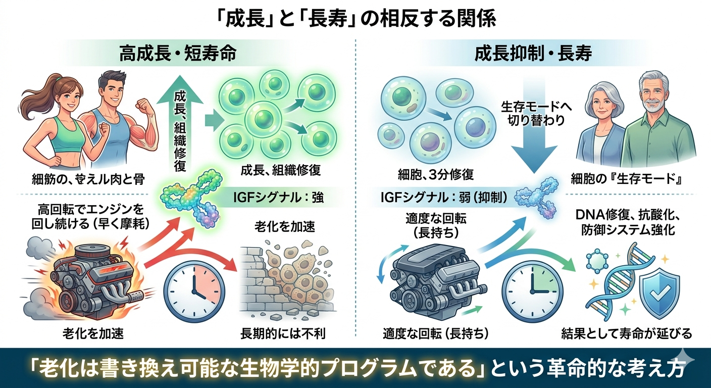 「成長」と「長寿」は完全には両立しない