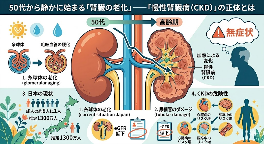 50代から静かに始まる「腎臓の老化」——「慢性腎臓病（CKD）」の正体とは