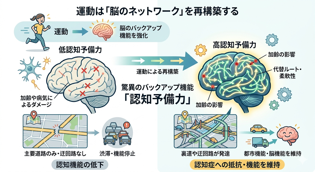 運動は「脳のネットワーク」を再構築する──認知予備力という驚異のバックアップ機能