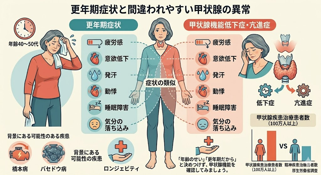 更年期障害と間違われやすい甲状腺の異常