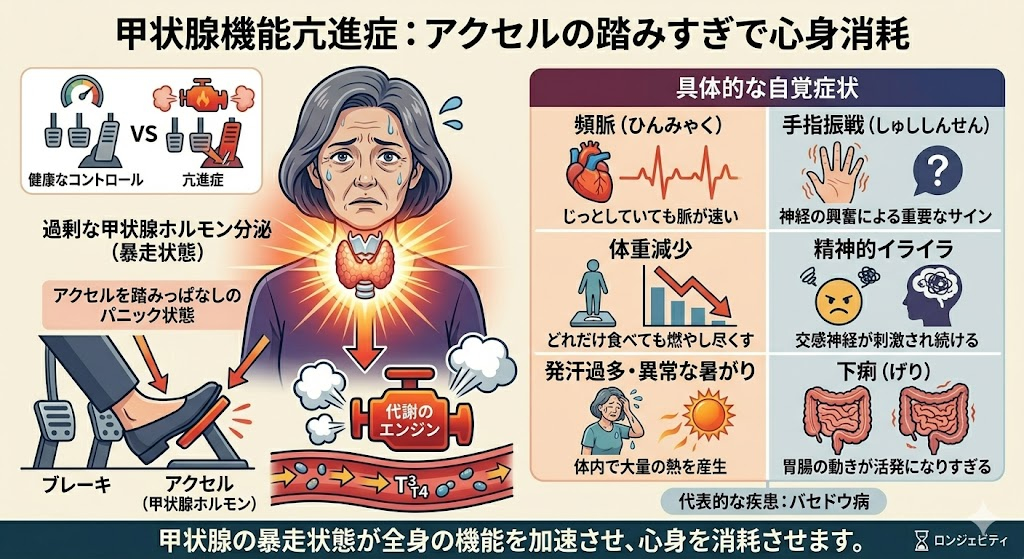 アクセルの踏みすぎで心身が消耗する「甲状腺機能亢進症」