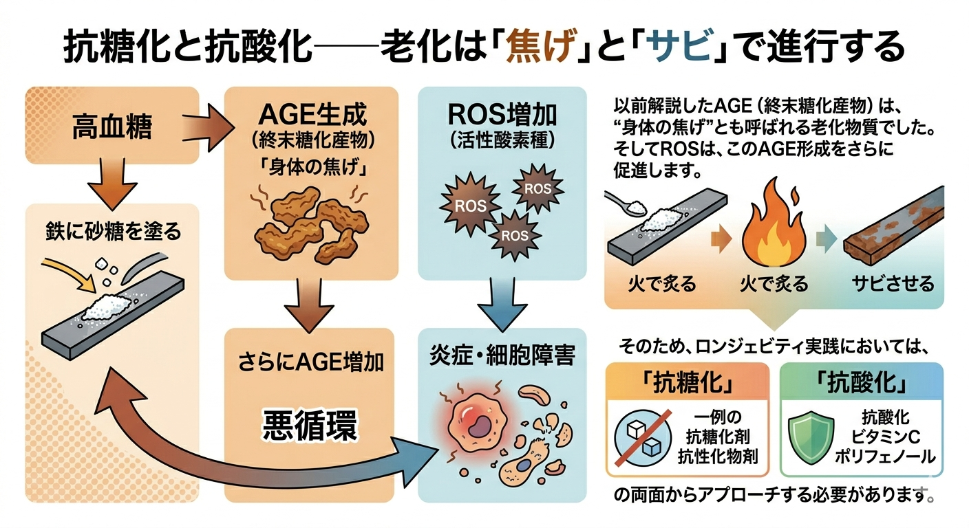 抗糖化と抗酸化──老化は「焦げ」と「サビ」で進行する