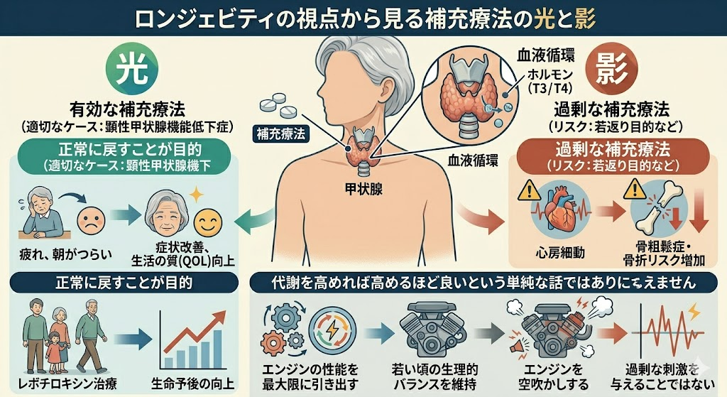 ロンジェビティの視点から見る補充療法の光と影