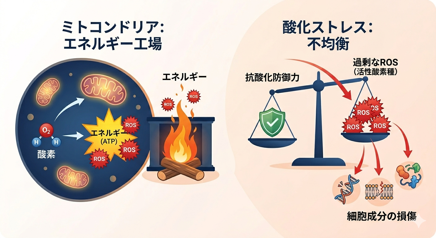 ミトコンドリアエネルギー工場と参加ストレス不均衡