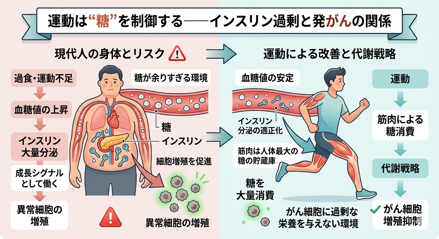 運動は“糖”を制御する──インスリン過剰と発がんの関係