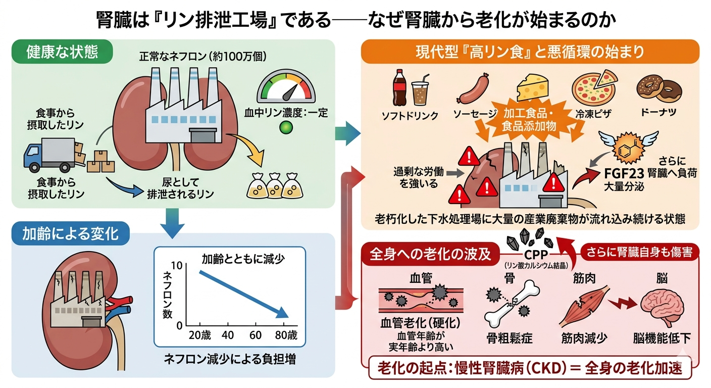 腎臓は「リン排泄工場」である──なぜ腎臓から老化が始まるのか