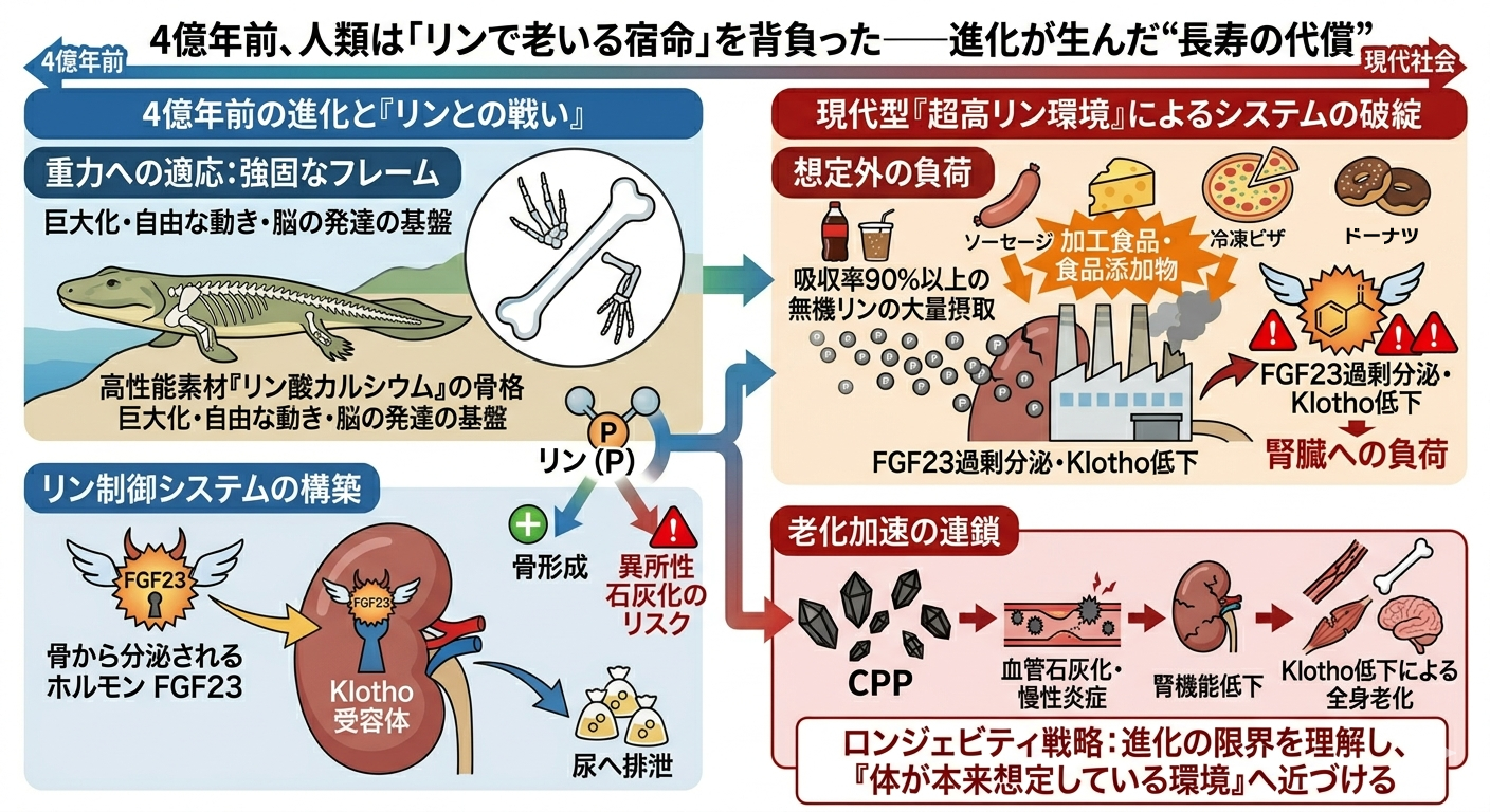 4億年前、人類は「リンで老いる宿命」を背負った──進化が生んだ“長寿の代償”