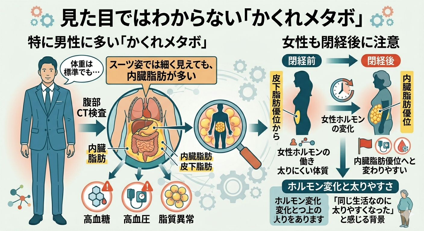 見た目ではわからない「かくれメタボ」