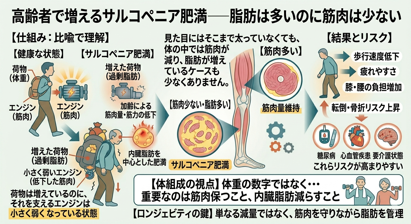 高齢者で増えるサルコペニア肥満──脂肪は多いのに筋肉は少ない