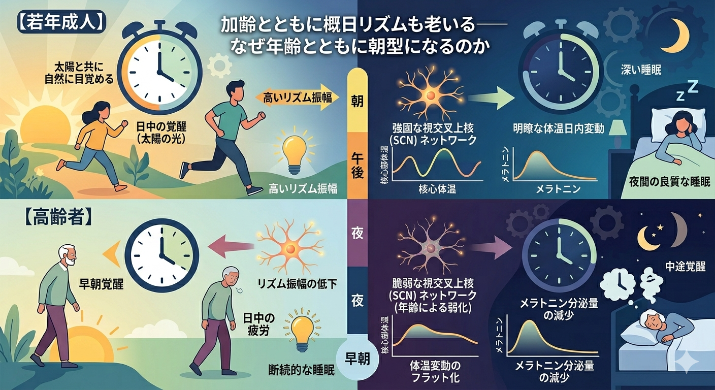 加齢とともに概日リズムも老いる──なぜ年齢とともに朝型になるのか