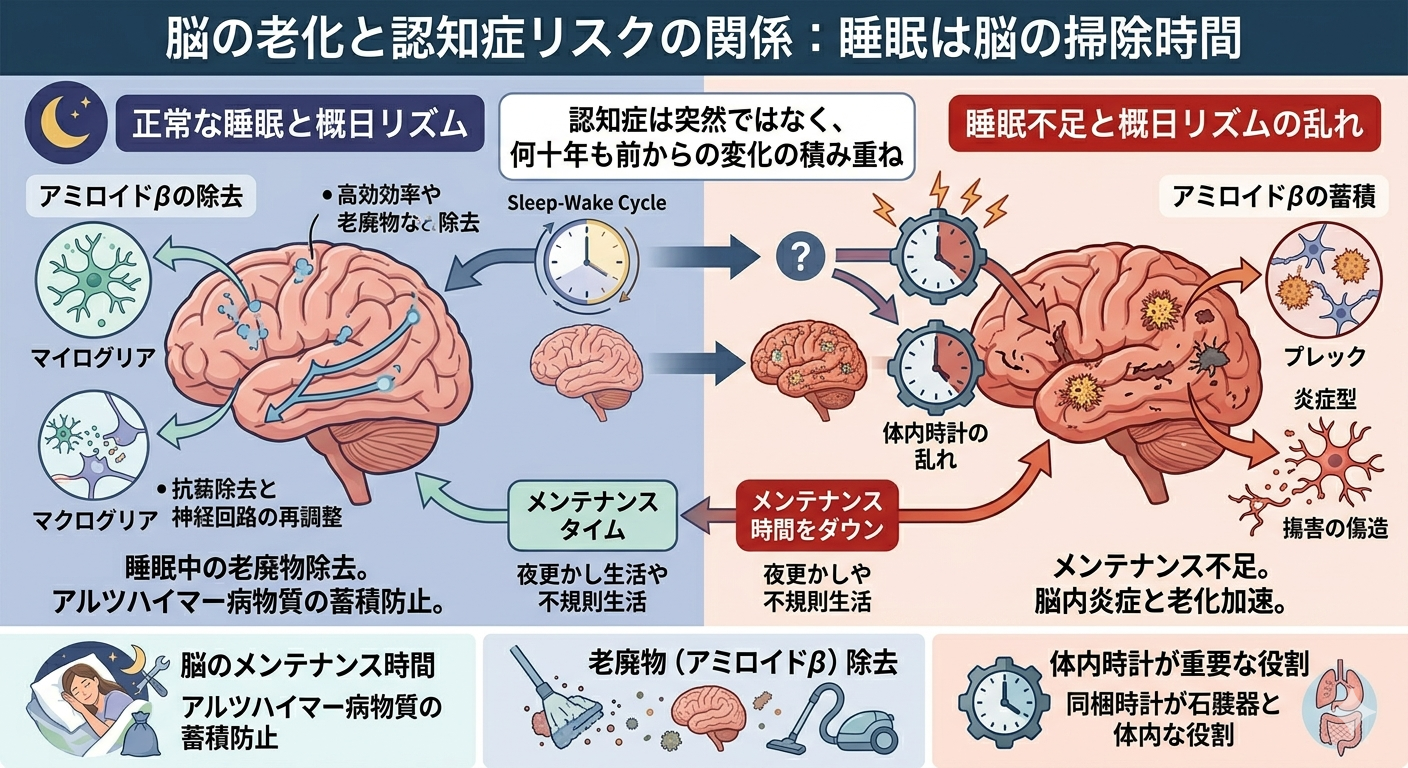 脳の老化と認知症リスクにも関係する──睡眠は脳の掃除時間である