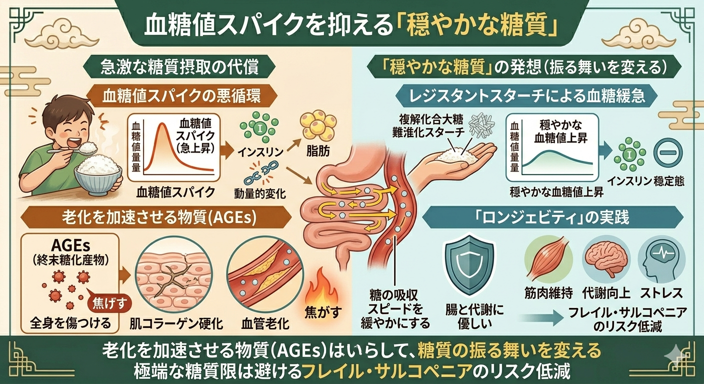 血糖値スパイクを抑える「穏やかな糖質」