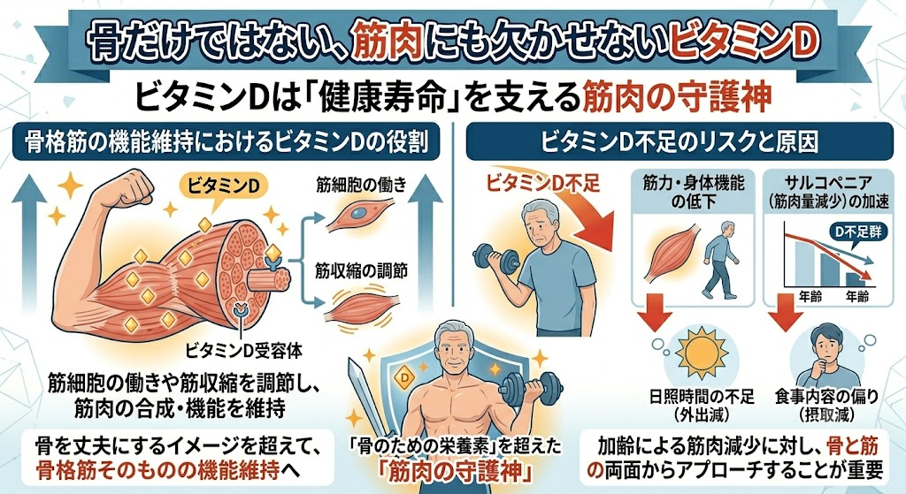 骨だけではない、筋肉にも欠かせないビタミンD