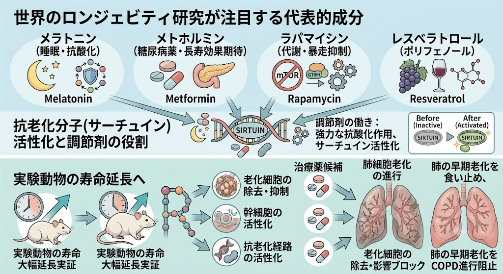 世界のロンジェビティ研究が注目する代表成分