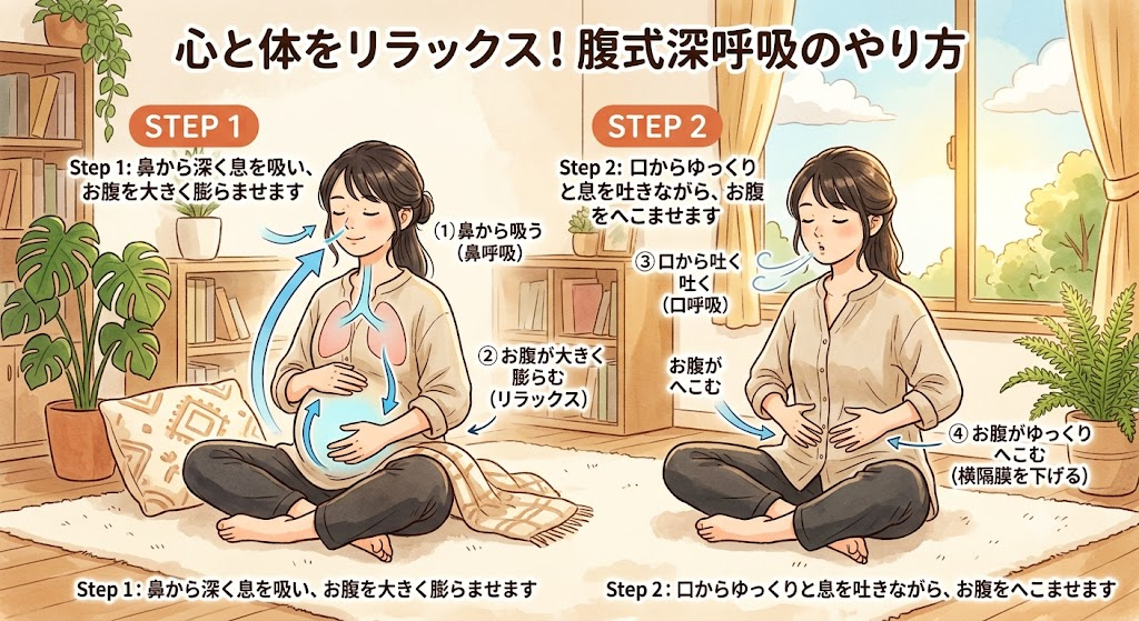横隔膜を最大に活かす「腹式深呼吸」