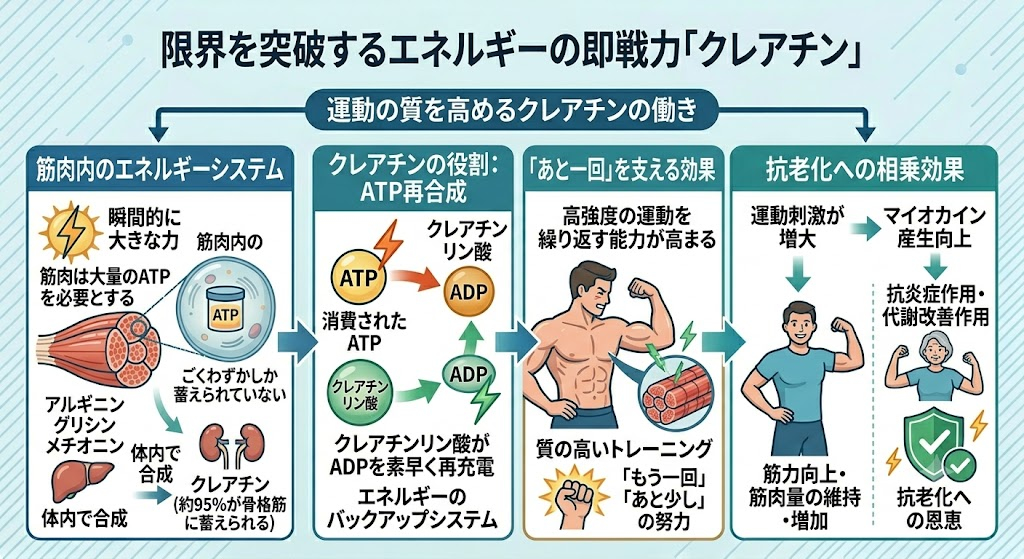 限界を突破するエネルギーの即戦力「クレアチン」