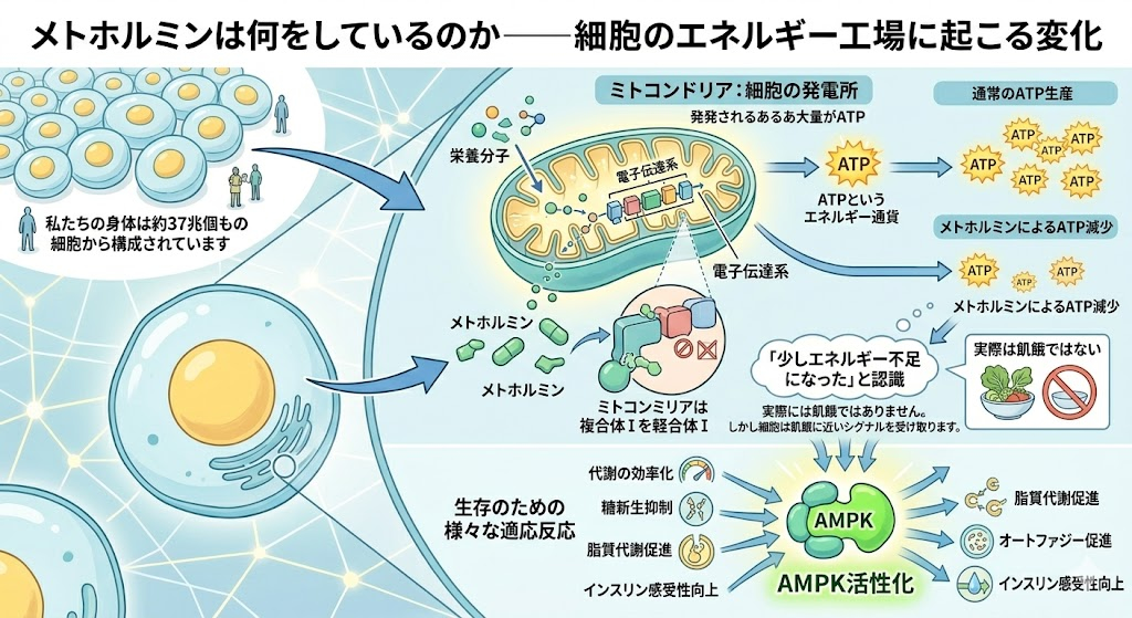 メトホルミンは何をしているのか——細胞のエネルギー工場に起こる変化