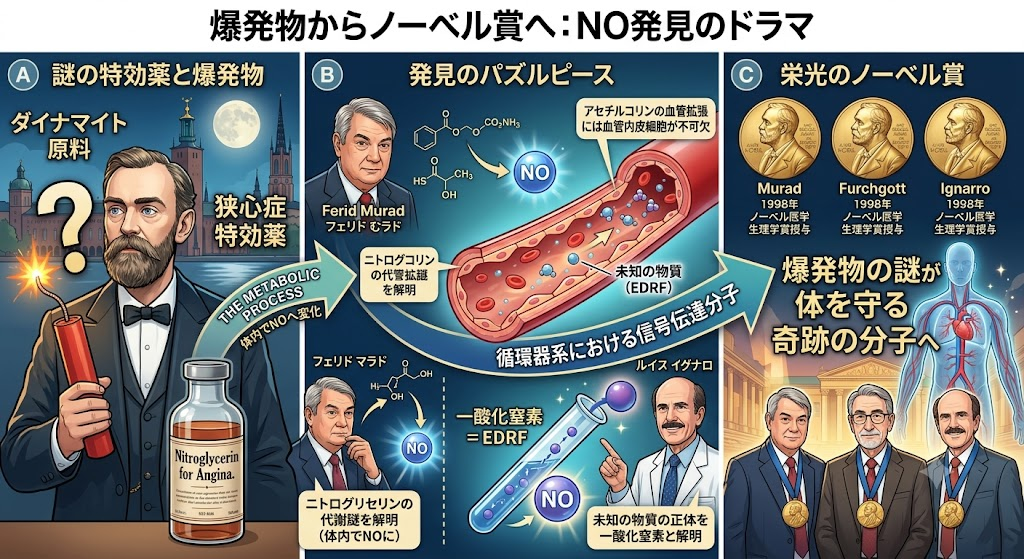 爆発物からノーベル賞へ、NO発見のドラマ