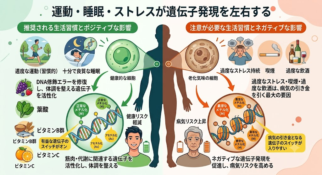 運動・睡眠・ストレスが遺伝子発現を左右する