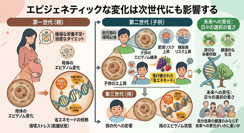 エピジェネティックな変化は次世代にも影響する