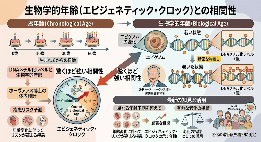 生物学的年齢（エピジェネティック・クロック）との相関性