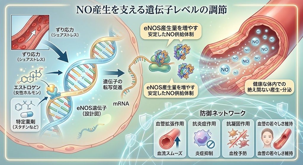 NO産生を支える遺伝子レベルの調節