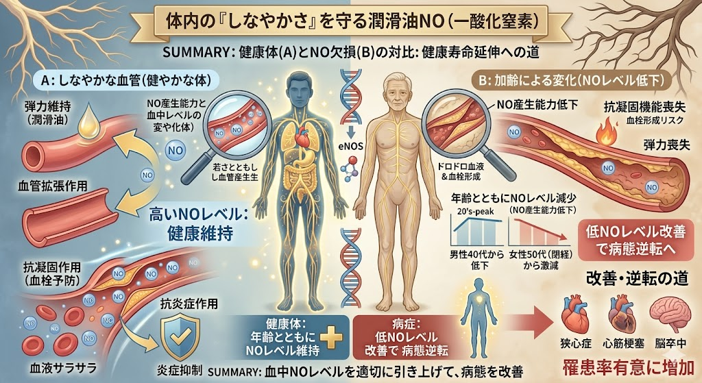 体内の「しなやかさ」を守る潤滑油NO（一酸化窒素）