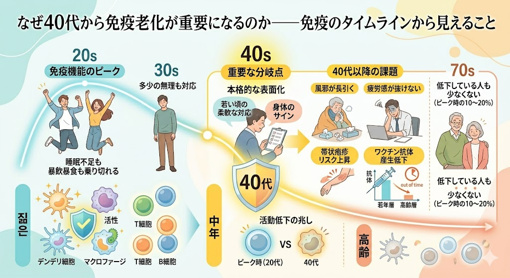 なぜ40代から免疫老化が重要になるのか——免疫のタイムラインから見えること