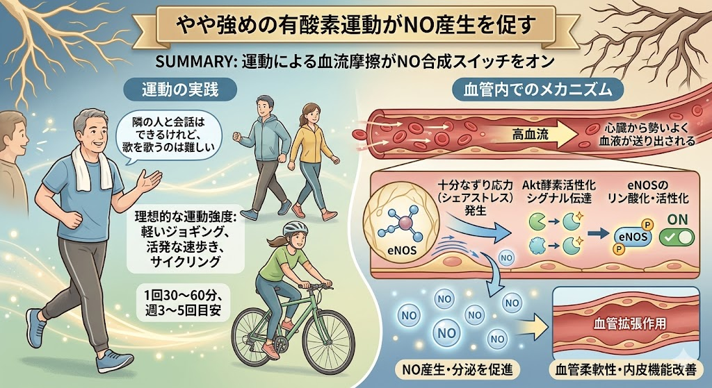 やや強めの有酸素運動がNO産生を促す
