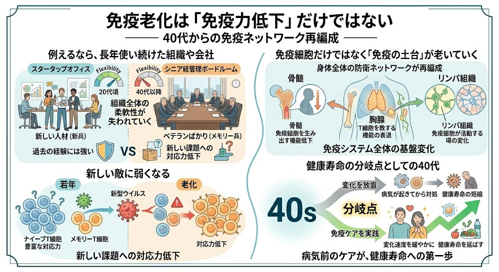 免疫細胞だけではなく「免疫の土台」が老いていく