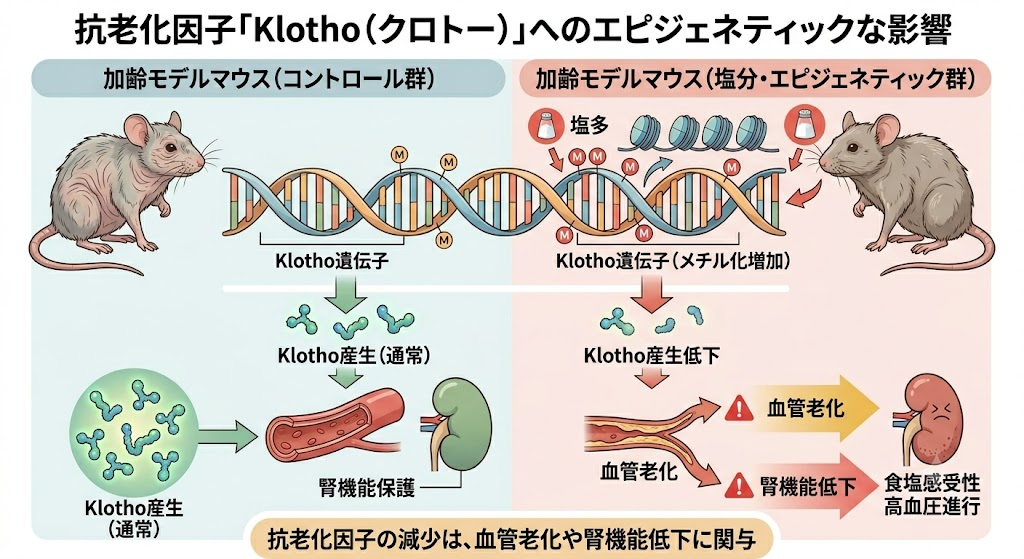 抗老化因子「Klotho(クロトー)」にも及ぶ影響
